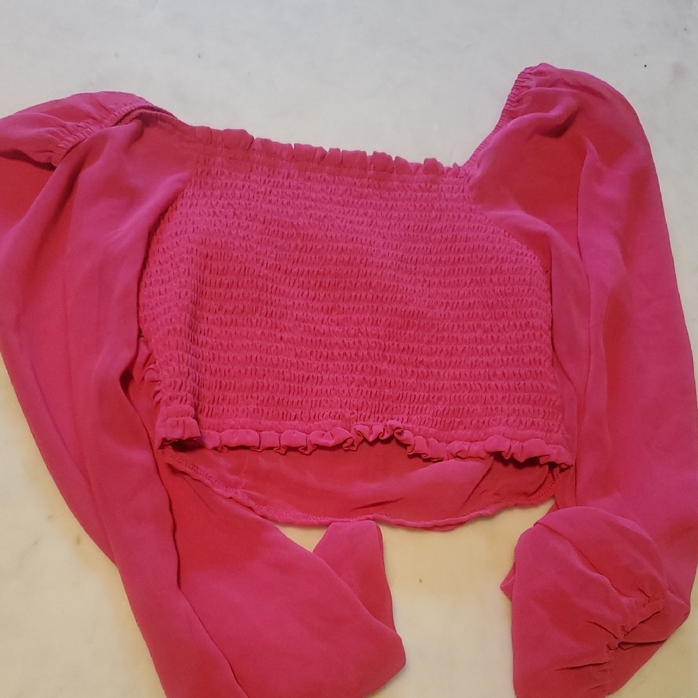 Altar'd State Fuchsia Ruched Blouse - Picture 5 of 6